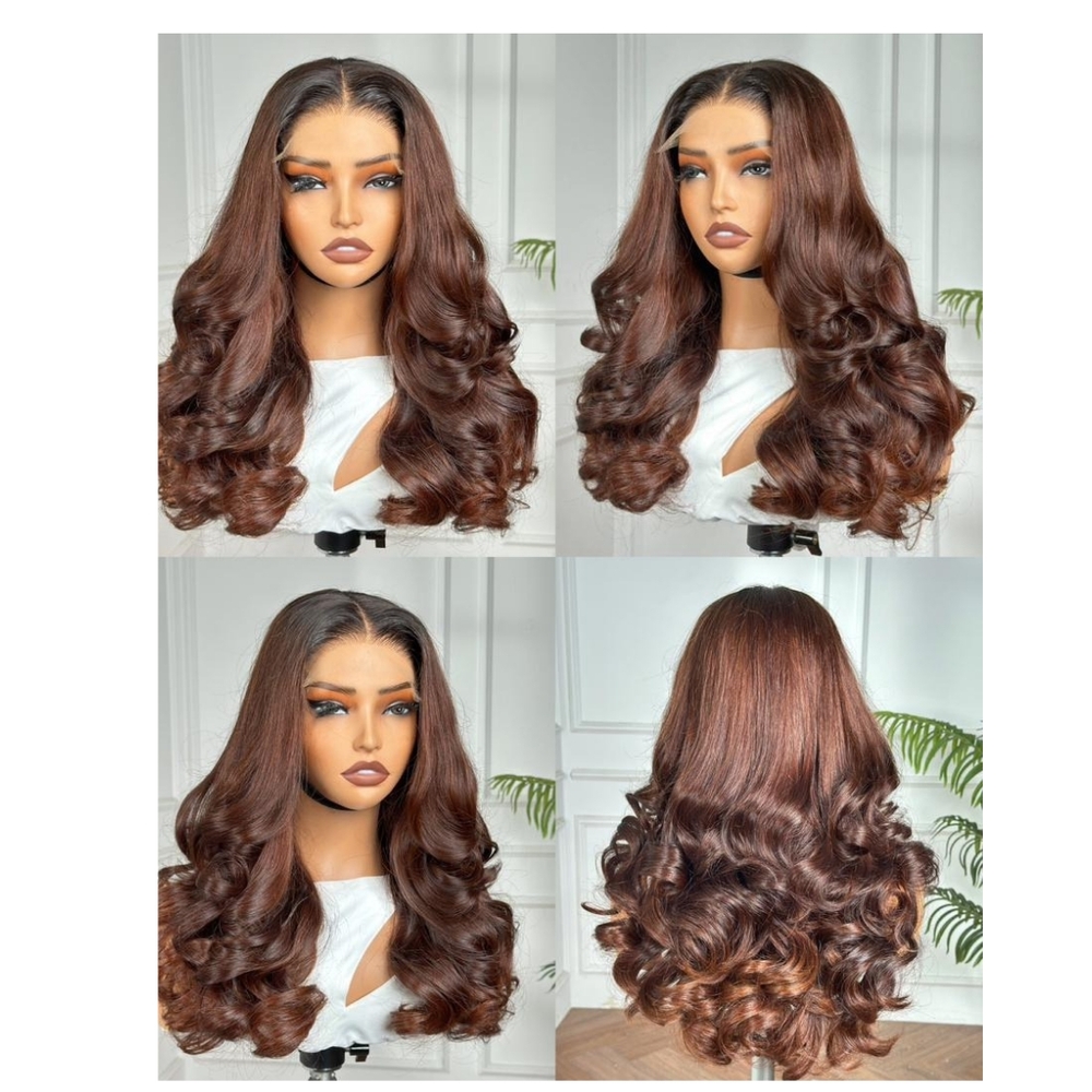 5*5 Luxurious Brown Wavy Hair Wig 18"